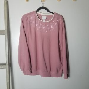 ALFRED DUNNER PINK AND WHITE SWEATSHIRT SIZE LARGE